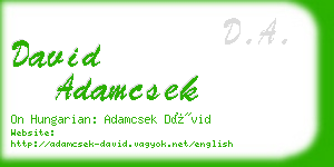 david adamcsek business card